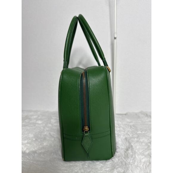 Vintage Retro Foxey Green leather bag 2 top handles zip around closure - Picture 3 of 13